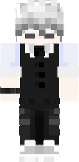 White haired boy with black vest