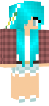 Cute blue haired summer girl in flannel