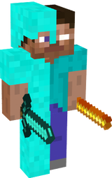Steve with diamond armor and Herobrine