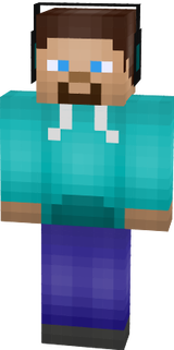 shaded steve with hoodie, and headphones
