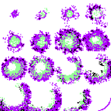 Green and purple explosion
