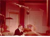 Laurence Oliver and Norma jean on set prince and showgirl 1956