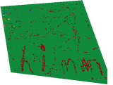 green and red particals