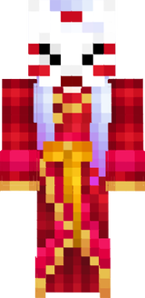 Ender Hybrid Kitsune Girl In Red And Gold Kimono With Mask V2