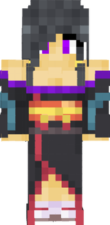 Ender Dragon Human Hybrid Girl With Black And Multicolored Kimono And Multicolored Sash With Sandals