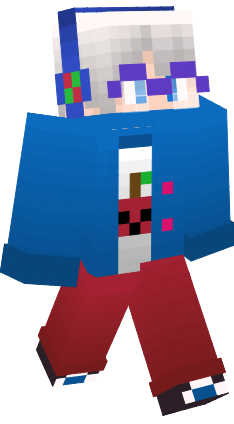 Preview of texture: Skin Do nerd de cabelo branco com roupa de maçã (Lucas)