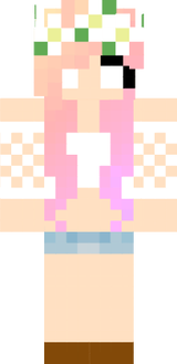 Herobrine White Flower And Pink Hair Girl