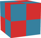 bloco vermelho e azul