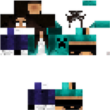 Herobrine Girl with a creeper behinf