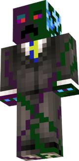 Flux and Enderism Blue creeper in a suit