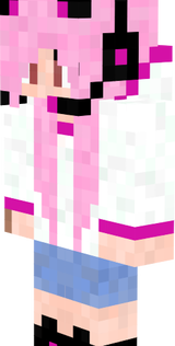 Bubble gum cat girl but half pink and half green