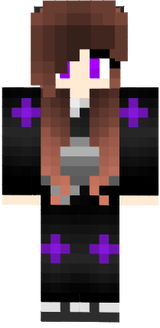 Ender Hybrid Kitsune Girl In Black And Purple Kimono With Gray Sash