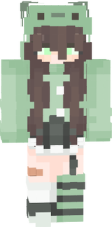 precure y2k frog outfit with skirt and glowy green eyes