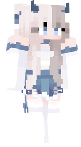 white cute White And Blue Devil Girl Multi-Coloured Hair may
