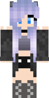 girl purple haired fox skin