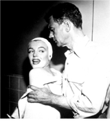Norma jean mortenson and Joseph Cotten on set niagara 1952