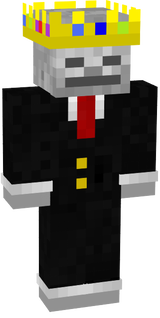 skeleton with crown and tuxedo